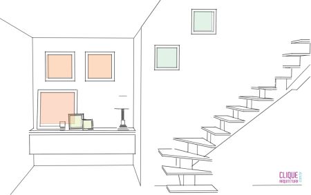 toque decorativo - Disposição dos quadros na escada