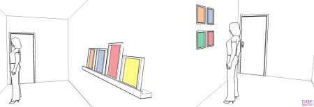 toque decorativo - disposição dos quadros no corredor